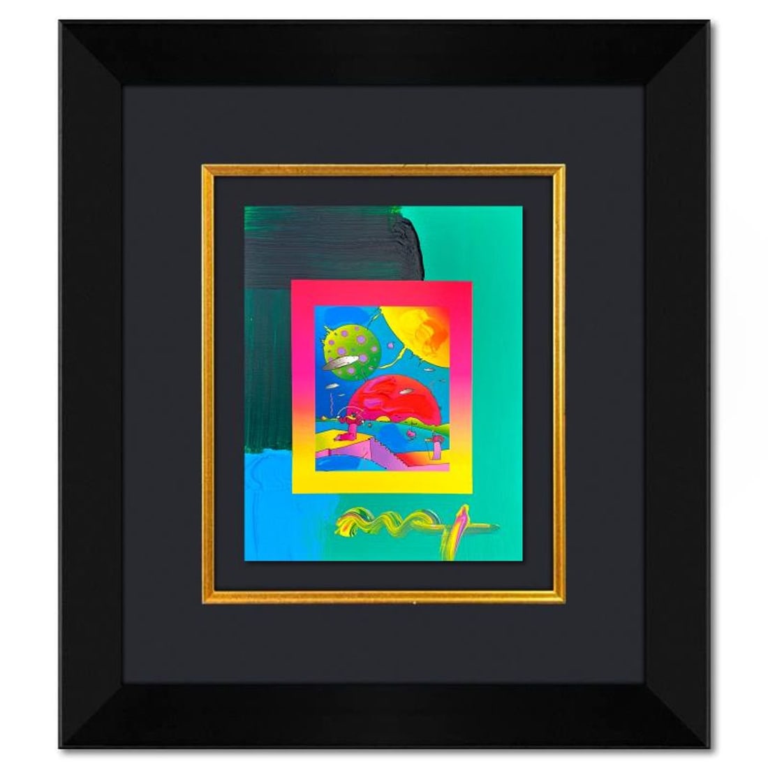 Peter Max, "Year 2250" Framed One-of-a-Kind Acrylic Mixed Media, Hand Signed with Registration (1 of 2)