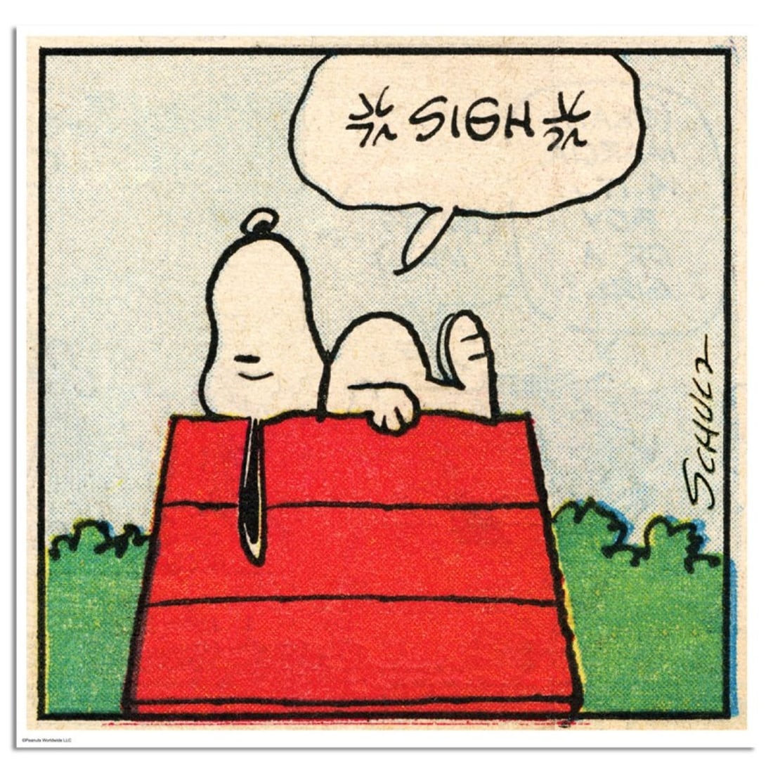 Peanuts, "Sigh" Hand Numbered Limited Edition Fine Art Print with Certificate of Authenticity.: A vibrant and striking edition portraying the simple yet emotive art of Charles. M. Schulz, creator of PEANUTS . You'll love the color, it really POPS in person! It looks incredible on the wall and wi