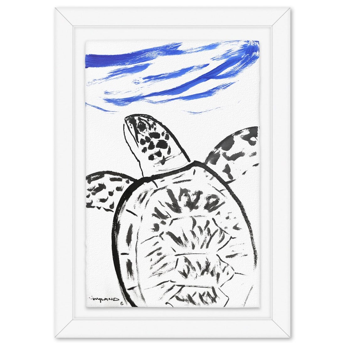 Wyland- Original Sumi Ink Painting "Turtle": Artist: Wyland. Medium: Original Sumi Ink Painting. Title: Turtle. Size: 40" x 26". Measures approx. 49" x 35" (framed). Signature: Hand signed by the artist. Certificate of Authenticity: Is included.