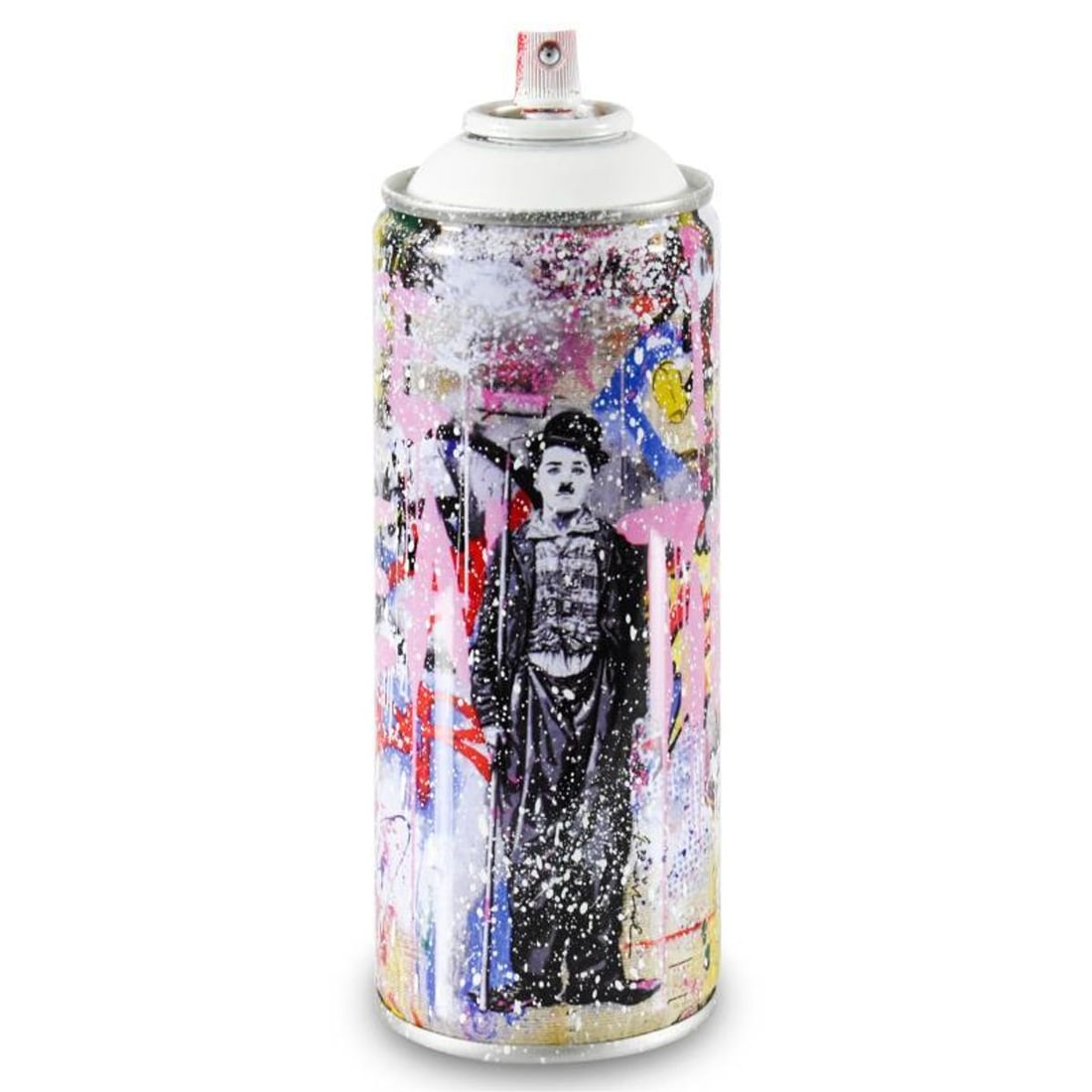 Mr. Brainwash, "Gold Rush (White)" Limited Edition Hand Painted Can with Plate Signature.: Gold Rush (White) is a numbered limited edition hand painted spray can by Mr Brainwash. This piece bears the plate signature of the artist and comes from his 2020 Classic Spray Can Collection. Measure