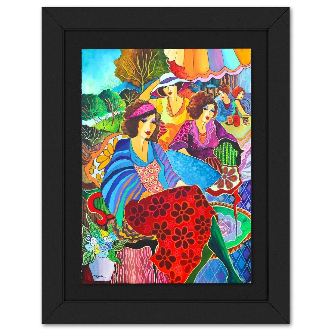 Patricia Govezensky- Original Watercolor on Paper "Joyful Ensemble": Artist: Patricia Govezensky. Medium: Original Watercolor on Paper. Title: Joyful Ensemble. Size: 30" x 22". Measures approx. 40" x 32" (framed). Signature: Hand signed. Certificate of Authenticity: