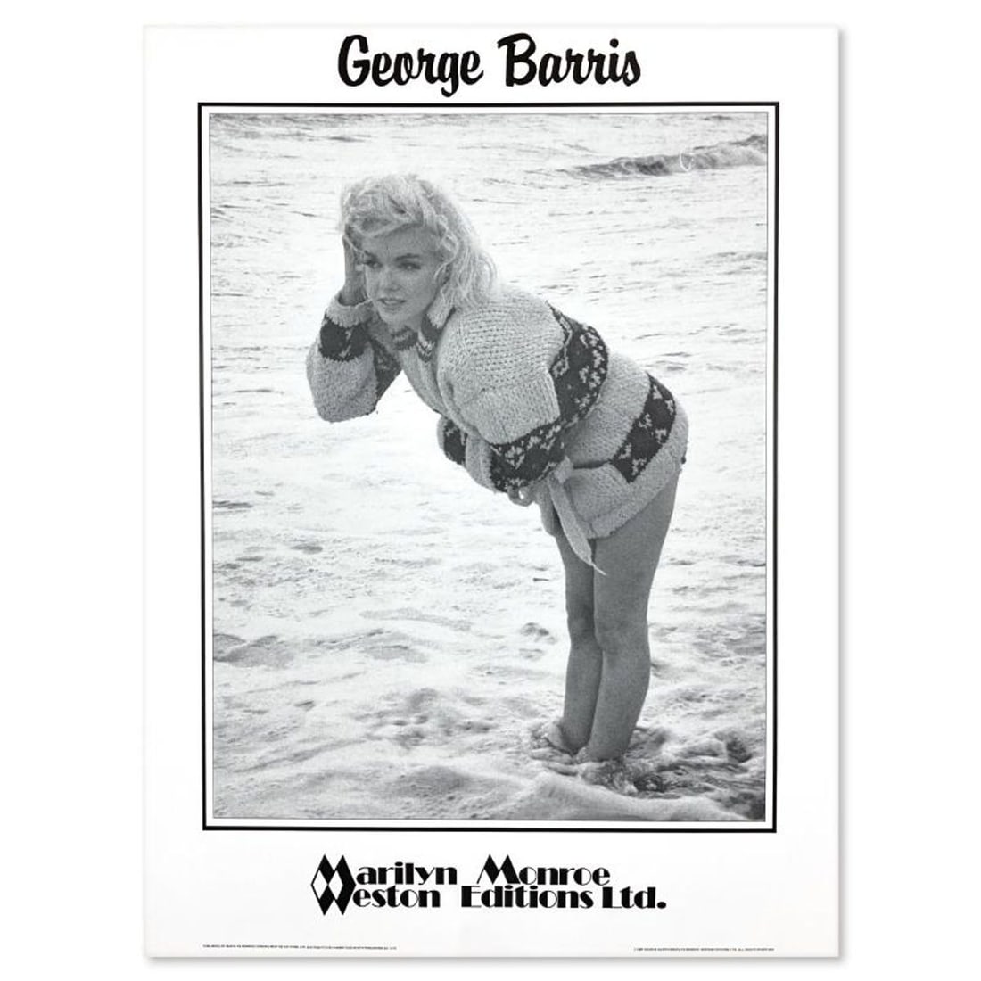 George Barris (1922-2016), "Marilyn Monroe" Poster from Edward Weston Collection with Letter of: Marilyn Monroe is a poster on paper by George Barris (1922-2016). This piece is from the Edward Weston Collection and includes Letter of Authenticity. Measures approx. 24" x 32" (image). This piece
