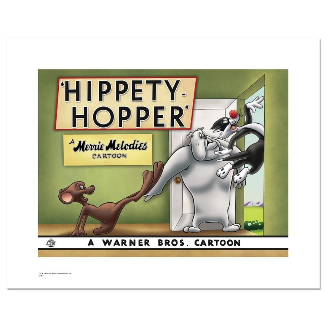 Hippety Hopper Limited Edition Giclee from Warner Bros., Numbered with Hologram Seal and Certificate: Hippety Hopper is a limited edition giclee on paper from Warner Bros., numbered with hologram seal of Authenticity. This image was originally used as a "lobby card" displayed in theater lobbies to