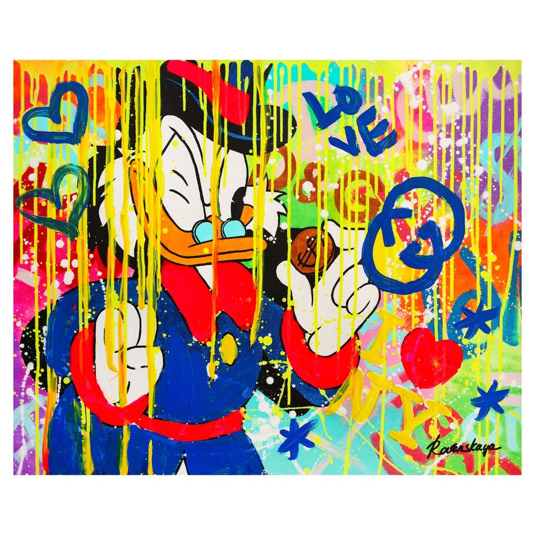 Nastya Rovenskaya- Mixed Media on Canvas "Found the Gold": Artist: Nastya Rovenskaya. Medium: Mixed Media on Canvas. Title: Found the Gold. Size: 20" x 24". Signature: Hand signed. Certificate of Authenticity: Is included. Reference#: 49429.