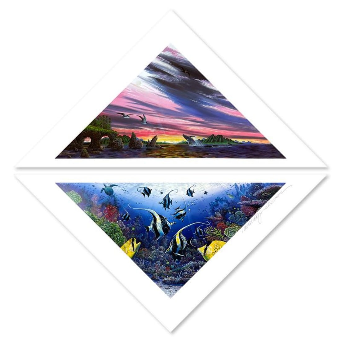 Robert Lyn Nelson, "Diamonds of the Sea" Limited Edition Mixed Media, Numbered and Hand Signed with: Diamonds of the Sea is a limited edition mixed media on paper by Robert Lyn Nelson, numbered and hand signed by the artist. Includes Letter of Authenticity. Measures approx. 28.5" x 29.5" (border), 22
