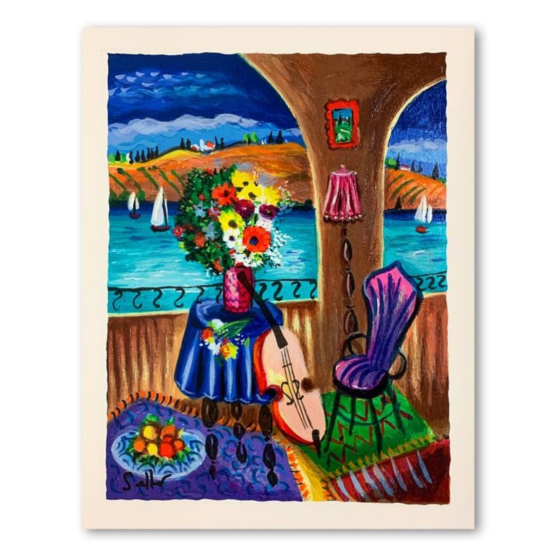 Shlomo Alter (1936-2021), "Spanish Guitar" Hand Signed Limited Edition Serigraph on Paper with: Spanish Guitar is a limited edition serigraph on paper by Shlomo Alter (1936-2021). It is numbered and hand signed and includes a letter of authenticity. Measures approximately 11" x 8.5" (image). Ref