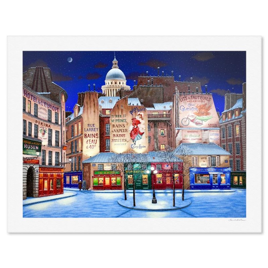 Liudmila Kondakova, "Winter in Paris" Limited Edition Serigraph, Numbered and Hand Signed with: Winter in Paris is a limited edition serigraph on paper by Liudmila Kondakova, hand signed by the artist. Includes Certificate of Authenticity from Chalk & Vermilion Fine Arts. Measures approx. 32" x 