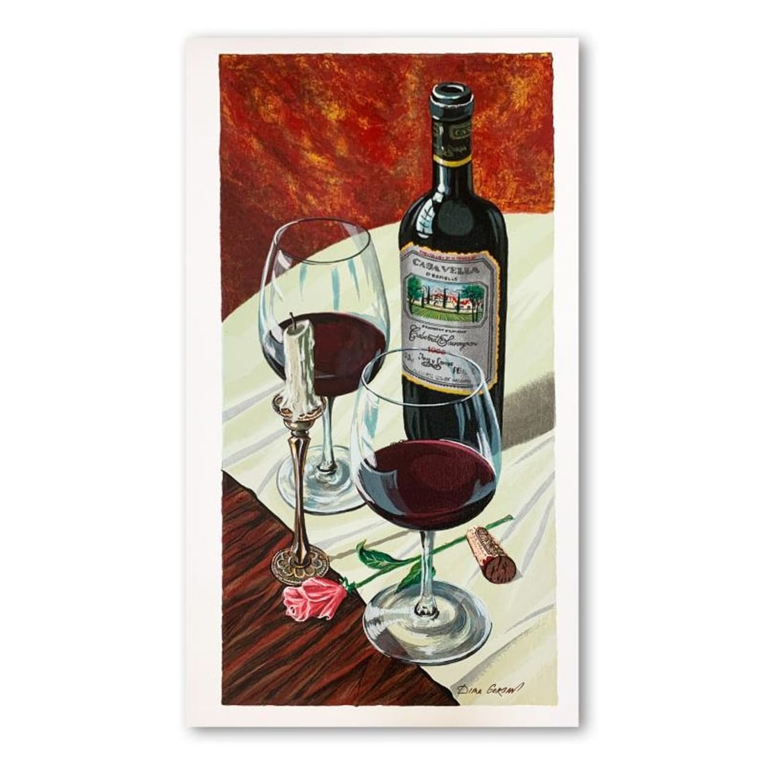 Dima Gorban, "Evening Romance" Hand Signed Limited Edition Serigraph on Paper with Letter of: Evening Romance is a limited edition serigraph on paper by Dima Gorban. It is numbered and hand signed and includes a letter of authenticity. Measures approximately 26" x 12" (image). Reference#: 9063