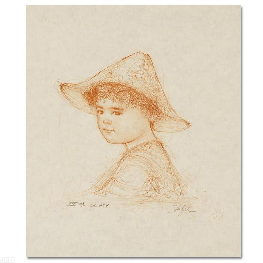 Anthony Limited Edition Lithograph by Edna Hibel (1917-2014), Numbered and Hand Signed with: Anthony is a limited edition lithograph on paper, numbered and hand signed by Edna Hibel (1917-2014). Includes Certificate of Authenticity! Measures approx. 18" x 22" (with border), 9" x 11" (image). 