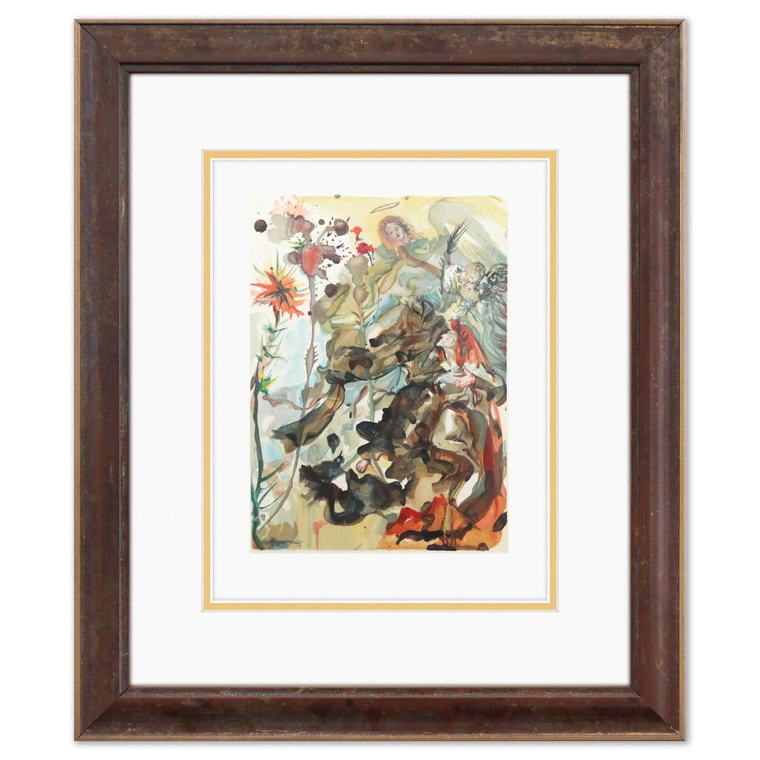 Salvador Dali- Original Color Woodcut on B.F.K. Rives Paper "Paradise 25": Artist: Salvador Dali. Medium: Original Color Woodcut on B.F.K. Rives Paper. Title: Paradise 25. Size: 13" x 10". Measures approx. 20" x 17" (framed). Certificate of Authenticity: Is included. Additio