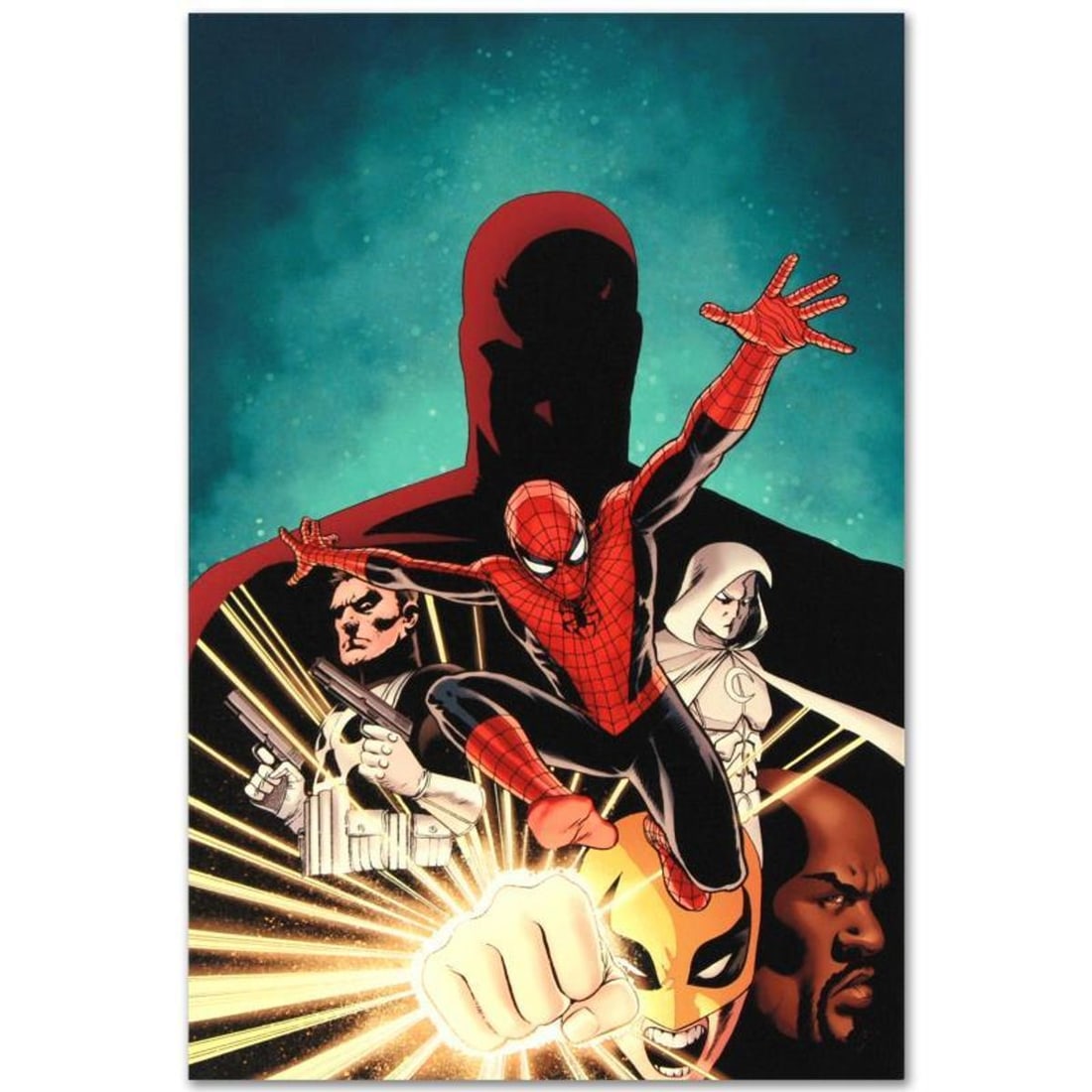Marvel Comics "Shadowland #1" Numbered Limited Edition Giclee on Canvas by John Cassaday with COA.: A piece of comic book history, this limited edition, from original art by John Cassaday, depicts the classic characters of Spider-Man and Friends. Starting his work for Marvel in 1997, John Cassaday i
