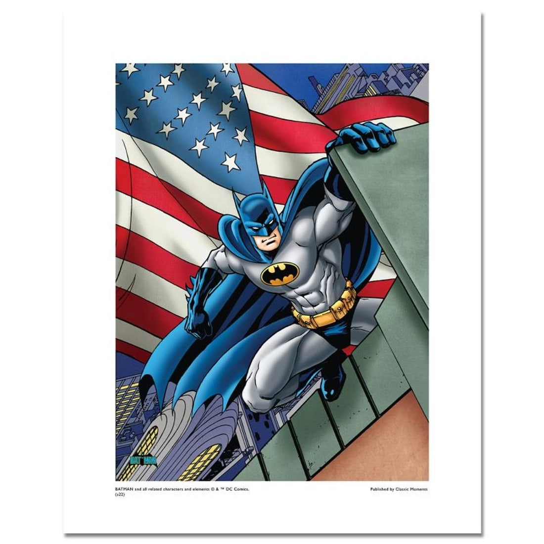DC Comics, "Batman Patriotic" Numbered Limited Edition Giclee with Certificate of Authenticity.: Batman Patriotic is a limited edition giclee on paper licensed by DC Comics. The piece is numbered and includes a Certificate of Authenticity. Measures approx. 16" x 20" (with border), 16" x 12" (imag