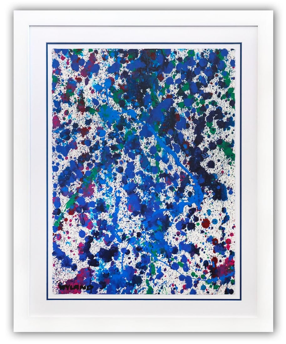 Wyland- Original Watercolor Painting on Deckle Edge Paper "Abstract Drip": Artist: Wyland. Medium: Original Watercolor Painting on Deckle Edge Paper. Title: Abstract Drip. Size: 30" x 22". Measures approx. 40" x 32" (framed). Signature: Hand Signed by the artist. Certificate
