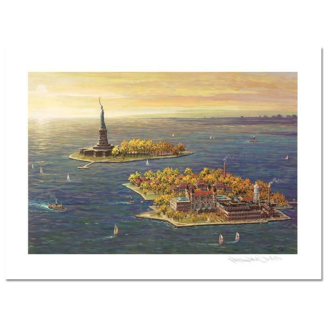 Ellis Island, Fall Limited Edition Mixed Media by Alexander Chen, Numbered and Hand Signed with (1 of 2)
