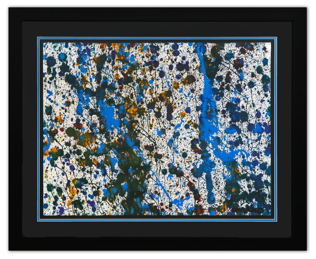 Wyland- Original Watercolor Painting on Deckle Edge Paper "Abstract Drip": Artist: Wyland. Medium: Original Watercolor Painting on Deckle Edge Paper. Title: Abstract Drip. Size: 22" x 30". Measures approx. 32" x 40" (framed). Signature: Hand Signed by the artist. Certificate
