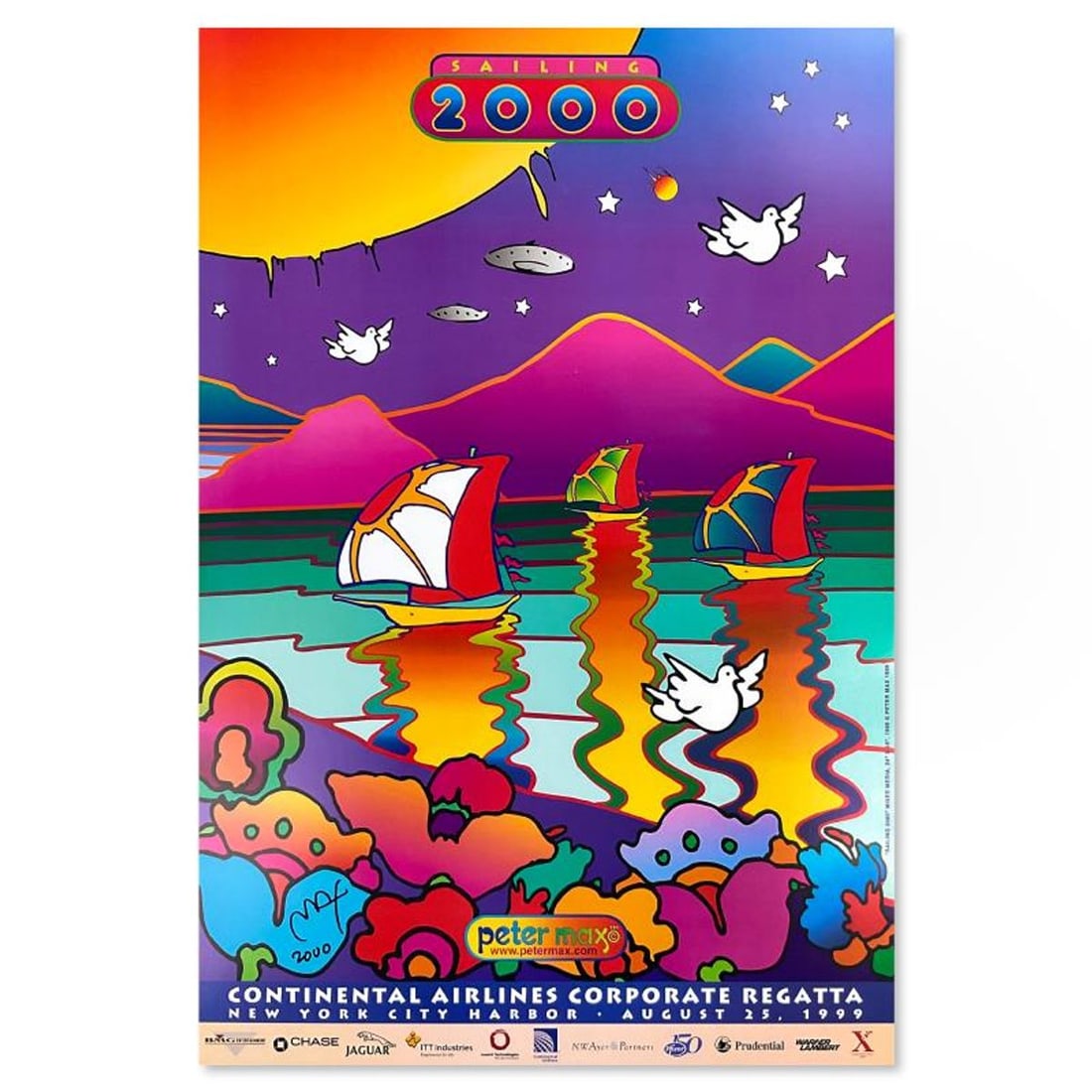 Peter Max, "Sailing" Hand Signed Poster with Letter of Authenticity. (1 of 2)