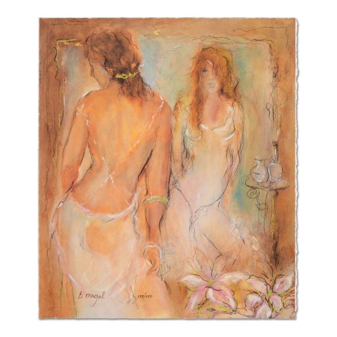 Batia Magal, "Femininity" Limited Edition Serigraph, Numbered and Hand Signed with Certificate of: Femininity is a limited edition serigraph on deckle edge paper, numbered and hand signed by Batia Magal. Includes Certificate of Authenticity. Measures approx. 13" x 14.5" (image). Reference#: 91676.