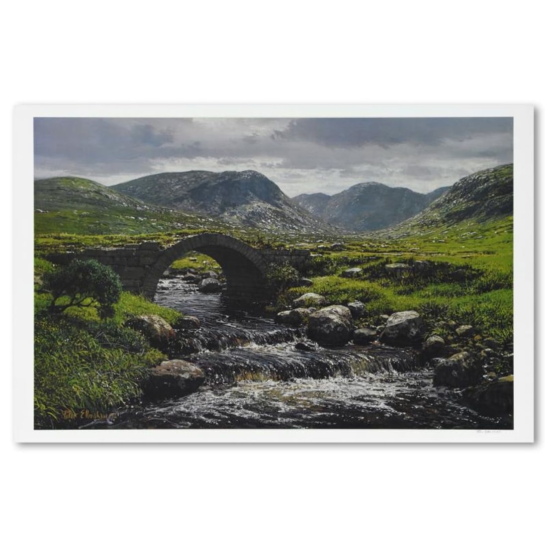 Peter Ellenshaw (1913-2007), "Poison Bridge - Donegal" Limited Edition Lithograph, Numbered and Hand: Poison Bridge - Donegal is a limited edition lithograph on paper by Peter Ellenshaw (1913-2007), numbered and hand signed by the artist. Includes Letter of Authenticity. Measures approx. 38" x 25" (bo