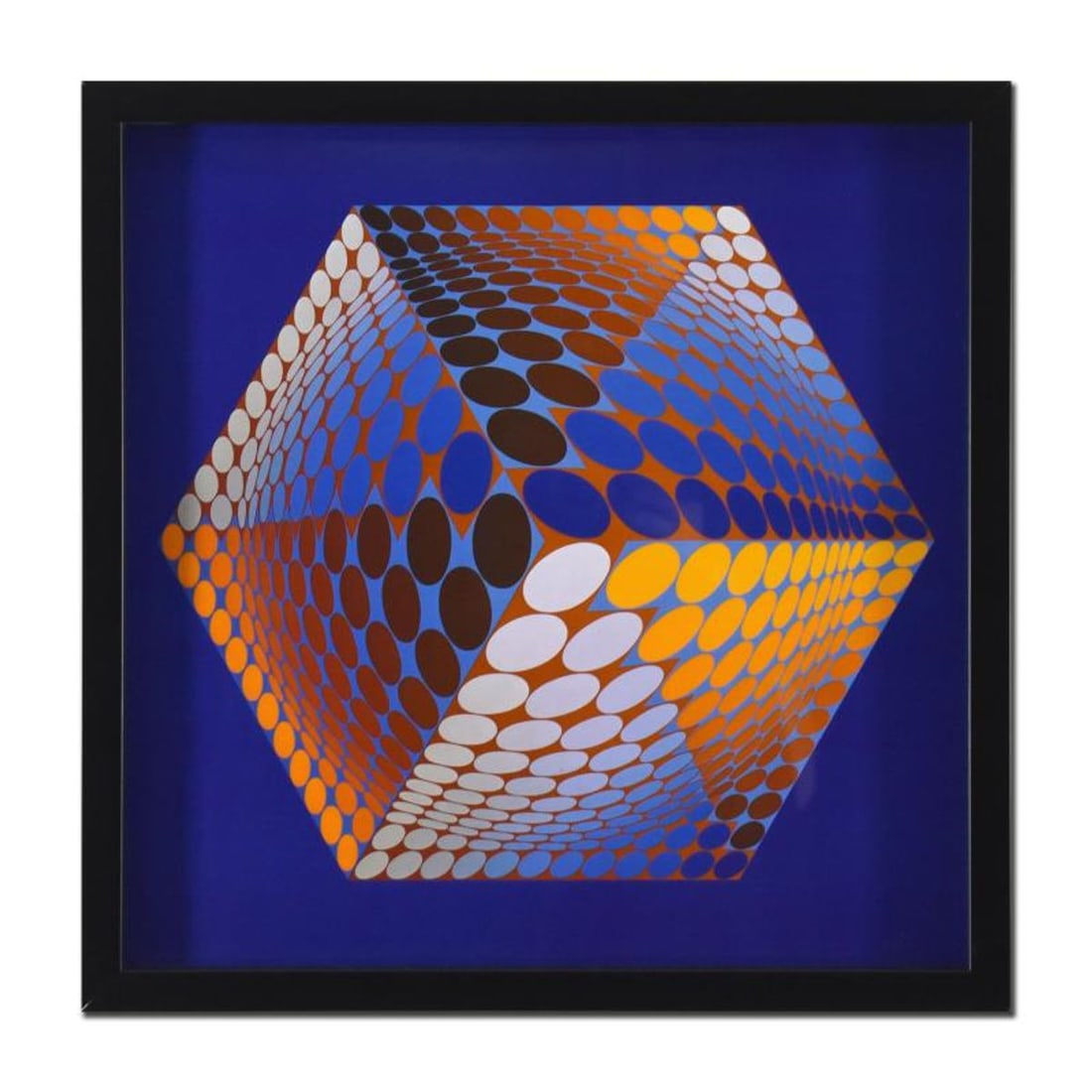 Victor Vasarely (1908-1997), "Tupa-3 (1972)" Framed Heliogravure Print with Letter of Authenticity: Tupa-3 (1972) is a heliogravure print on paper by Victor Vasarely (1908-1997). This piece comes custom framed. Includes Letter of Authenticity. Measures approx. 17" x 17" (frame), 14" x 14" (image). R