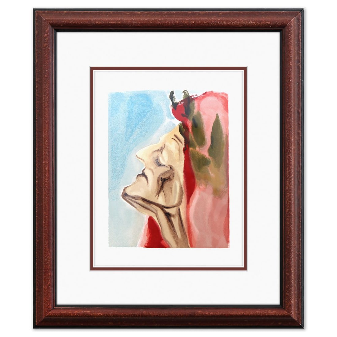 Salvador Dali- Original Color Woodcut on B.F.K. Rives Paper "Paradise 7": Artist: Salvador Dali. Medium: Original Color Woodcut on B.F.K. Rives Paper. Title: Paradise 7. Size: 13" x 10". Measures approx. 20" x 17" (framed). Certificate of Authenticity: Is included. Addition