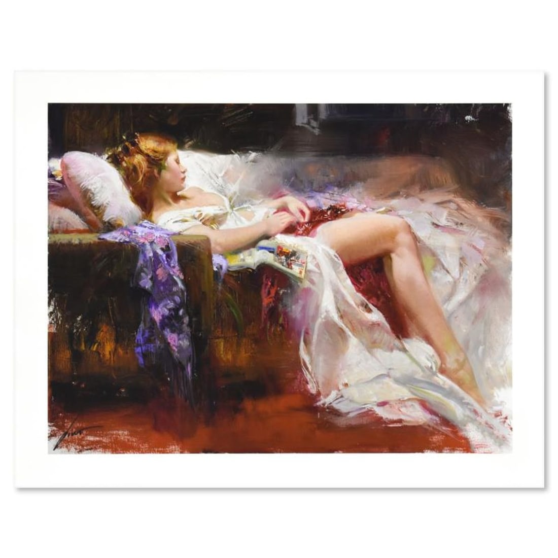 Pino (1939-2010), "Sweet Repose" Limited Edition Giclee, Numbered and Hand Signed with Certificate: Sweet Repose is a limited edition giclee on paper by Pino (1939-2010), numbered and hand signed by the artist. Includes Certificate of Authenticity. Measures approx. 23" x 18" (border), 20" x 15"
