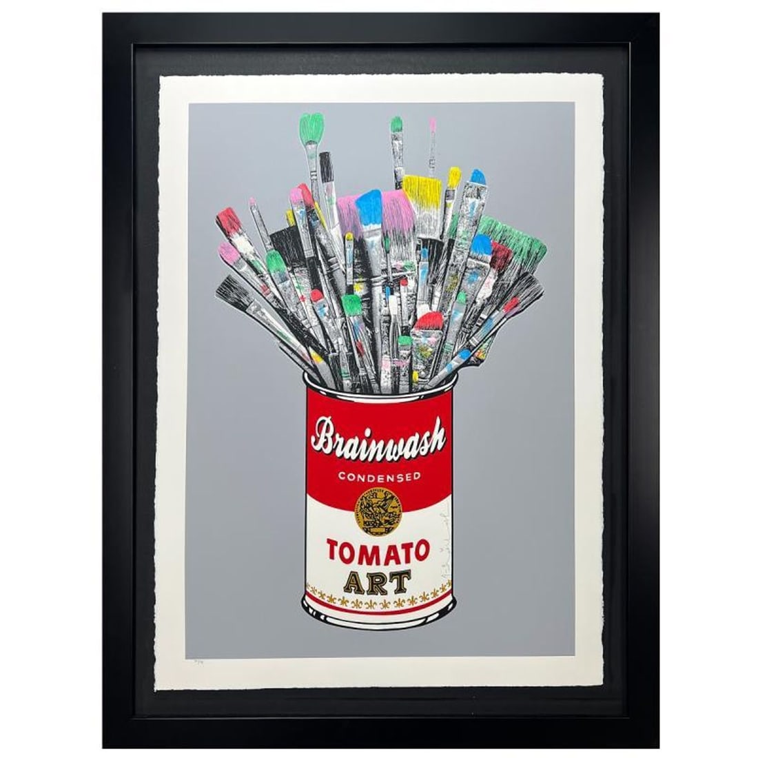 Mr. Brainwash, "Tomato Pop (Grey)" Framed Limited Edition Hand-Finished Silk Screen. Hand Signed and: Tomato Pop (Grey) is a limited edition uniquely hand-finished silk screen print on paper by Mr Brainwash. The piece is hand signed and thumb-printed by the artist. The piece comes custom framed and wi