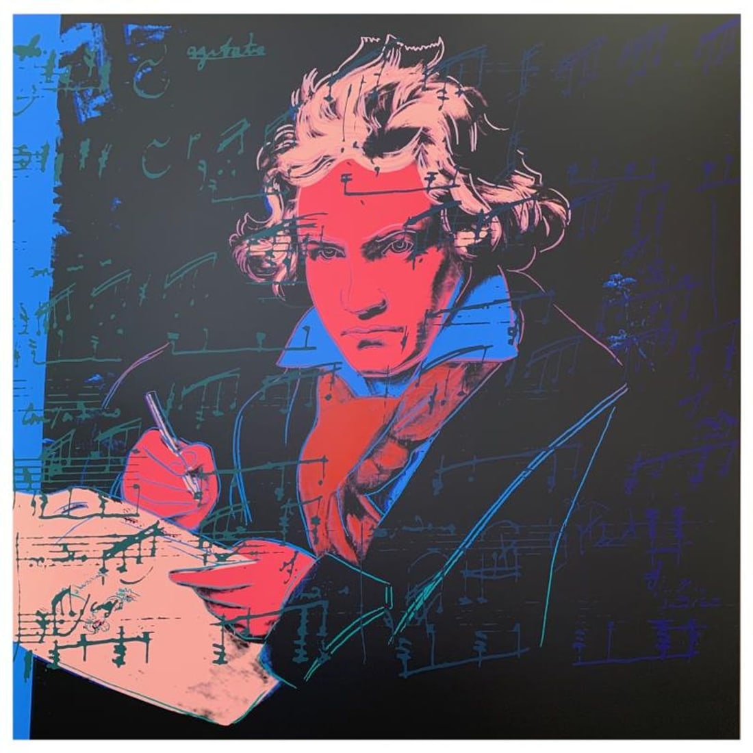 Andy Warhol "Beethoven" Limited Edition Silk Screen Print from Sunday B Morning.: Beethoven III is a limited edition silk screen print on museum board from Sunday B Morning featuring the works of Andy Warhol. The piece is stamped in blue on the back with "Published by Sunday B. Mor