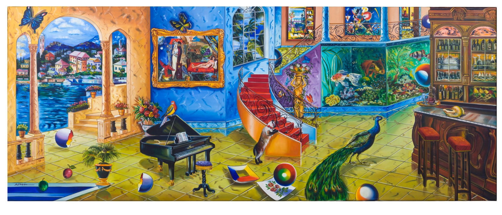 Alexander Astahov- Original Giclee on Canvas "Beautiful Mess": Artist: Alexander Astahov. Medium: Original Giclee on Canvas. Title: Beautiful Mess. Size: 30" x 70". Signature: Hand Signed by the Artist. Certificate of Authenticity: From the publisher.
