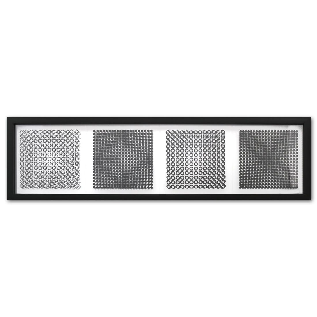 Victor Vasarely (1908-1997)- Mixed Media "Serie Cinetique: Trois Dimensions de l'Optique": Artist: Victor Vasarely (1908-1997). Medium: Mixed Media. Title: Serie Cinetique: Trois Dimensions de l'Optique. Size: 10" x 42". Measures approx. 12" x 44" (framed). Certificate of Authenticity: Is