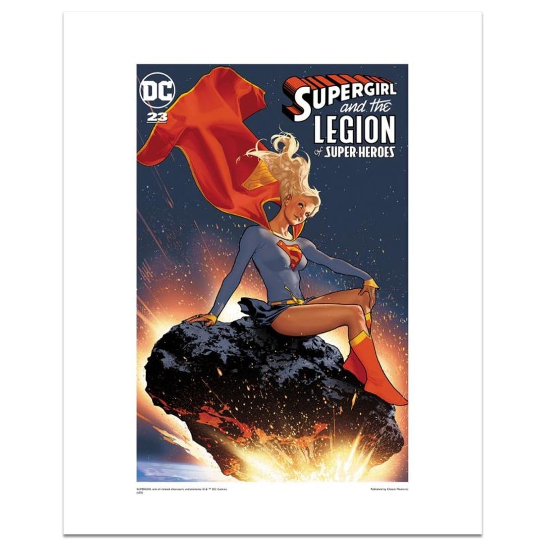 DC Comics, "Supergirl (Legion of Superheroes)" Numbered Limited Edition Giclee with Certificate of: Supergirl (Legion of Superheroes) is a limited edition giclee on paper licensed by DC Comics. The piece is numbered and includes a Certificate of Authenticity. Measures approx. 16" x 20" (with border)