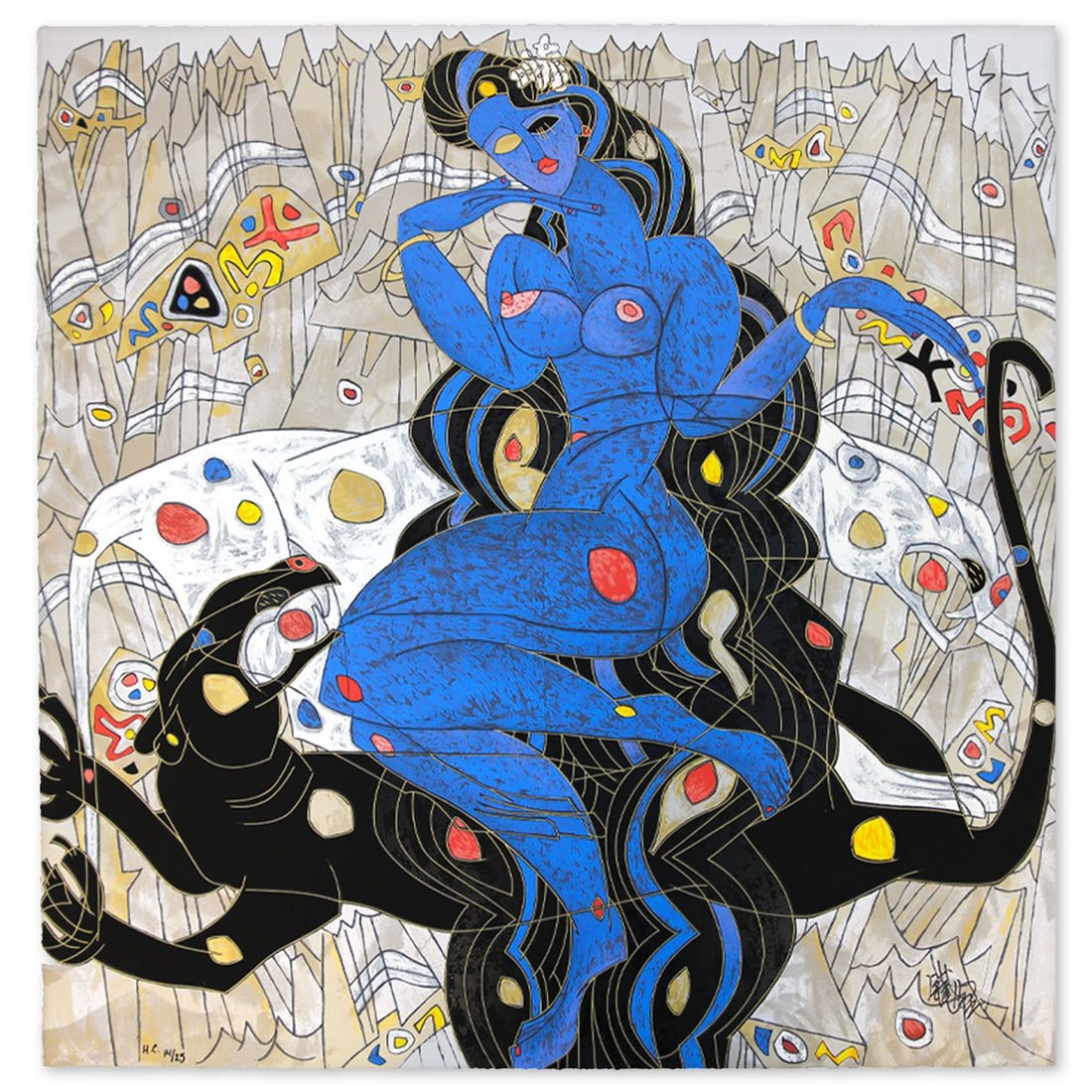 Jian Tie Feng- Silkscreen "Mountain Ghost": Artist: Jian Tie Feng. Medium: Silkscreen. Title: Mountain Ghost. Size: 32" x 32". Signature: Hand Signed and Numbered. Reference#: 80556.