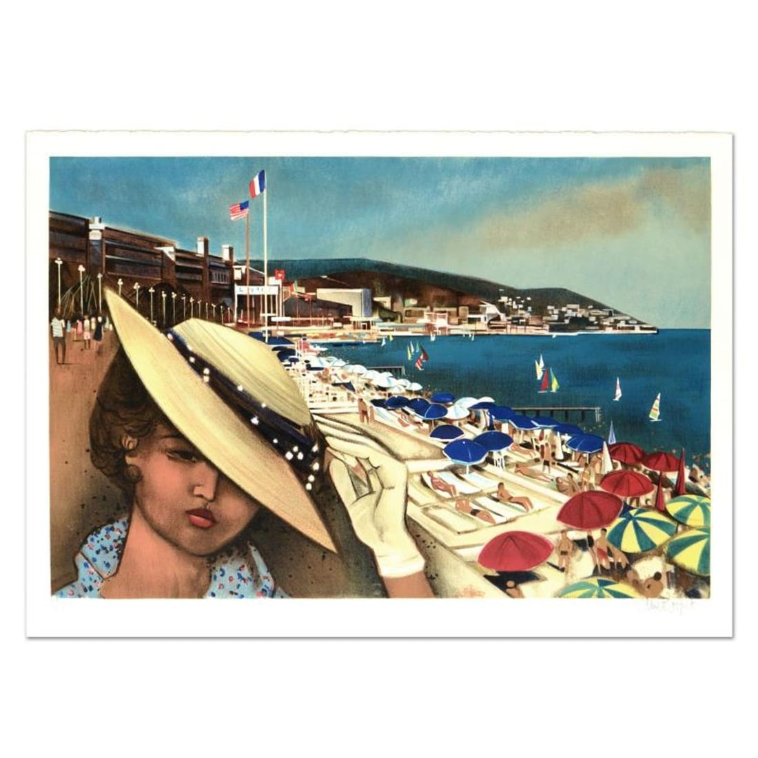 Robert Vernet Bonfort, "Cannes" Limited Edition Lithograph, Numbered and Hand Signed.: Cannes is a limited edition lithograph on paper by Robert Vernet Bonfort, numbered and hand signed by the artist! Measures approx. 29.5" x 21" (border), 27" x 19" (image). Reference#: 93846.