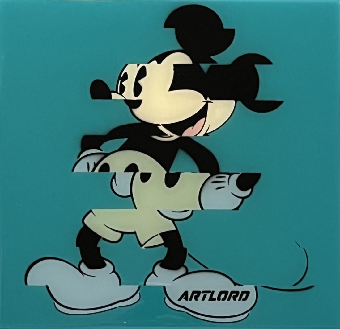Artlord- Original on wood panel with resin "Mickey": Artist: Artlord. Medium: Original on wood panel with resin. Title: Mickey. Size: 12" x 12". Signature: Signed. Additional: Hand Signed Verso. Reference#: 28410.