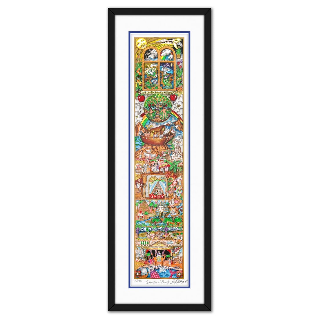 Charles Fazzino- 3D Construction Silkscreen Serigraph "Celebration of Spirit": Artist: Charles Fazzino. Medium: 3D Construction Silkscreen Serigraph. Title: Celebration of Spirit. Size: 38" x 9". Measures approx. 44" x 15" (framed). Signature: Hand signed and numbered. Certifica