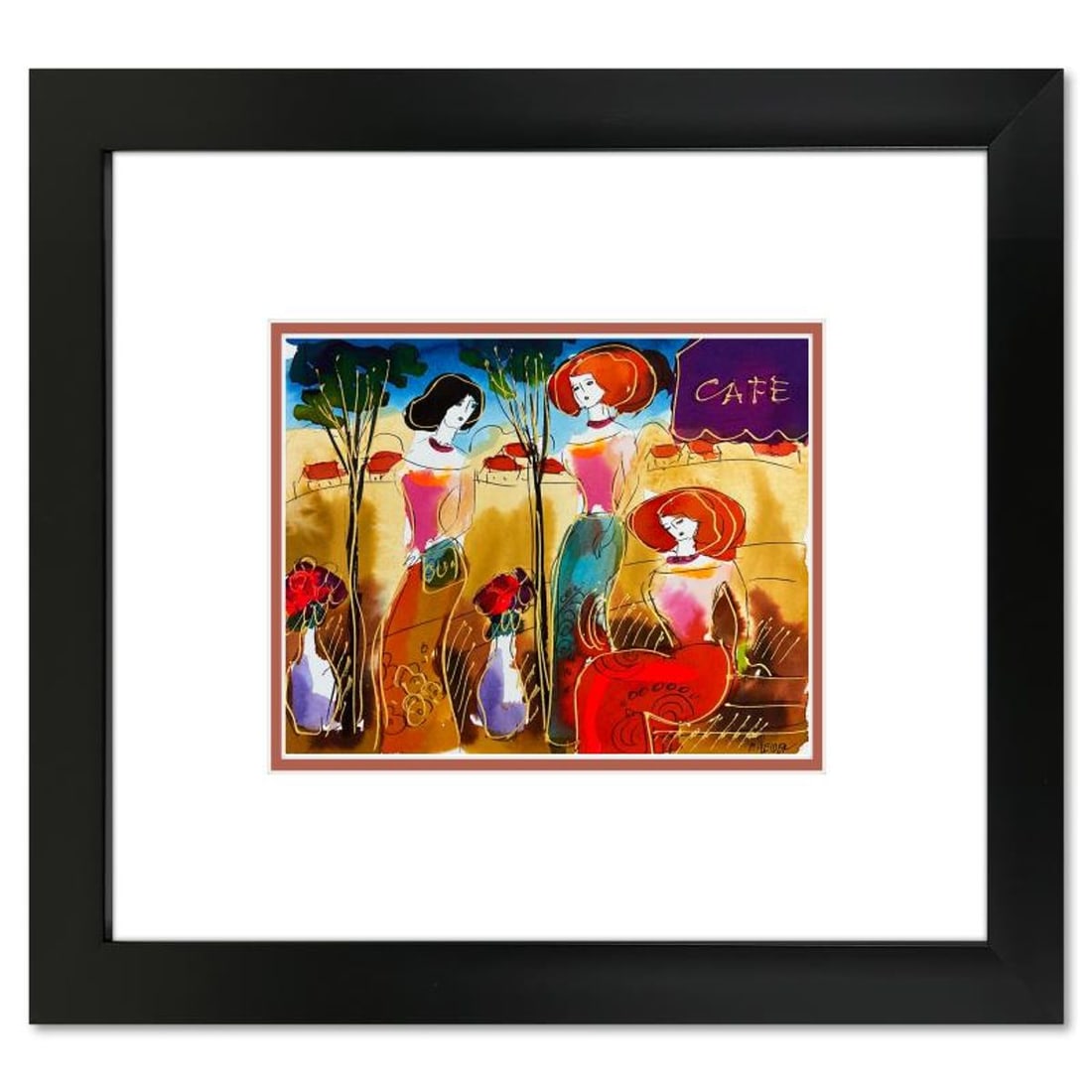 Moshe Leider, Framed Original Mixed Media Watercolor Painting, Hand Signed with Letter of: This is an original mixed media watercolor painting on paper by Moshe Leider. Hand signed by the artist, this piece comes custom framed and includes a Letter of Authenticity. Measures approximately 15
