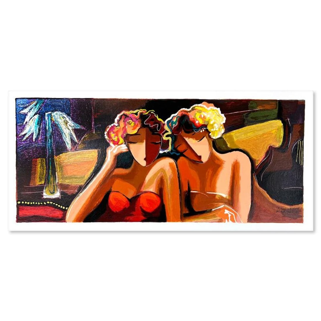Michael Kerzner, "Sisters" Hand Signed Limited Edition Serigraph on Paper with Letter of: Sisters is a limited edition serigraph on paper by Michael Kerzner. The piece comes hand signed by the artist, numbered, and with a letter of authenticity. Measures approximately 10" x 23". Reference#