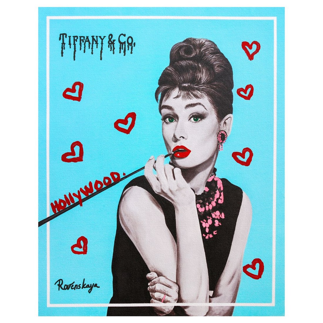Nastya Rovenskaya- Mixed Media on Canvas "Audrey I": Artist: Nastya Rovenskaya. Medium: Mixed Media on Canvas. Title: Audrey I. Size: 20" x 16". Signature: Hand signed. Certificate of Authenticity: Is included. Reference#: 26326.