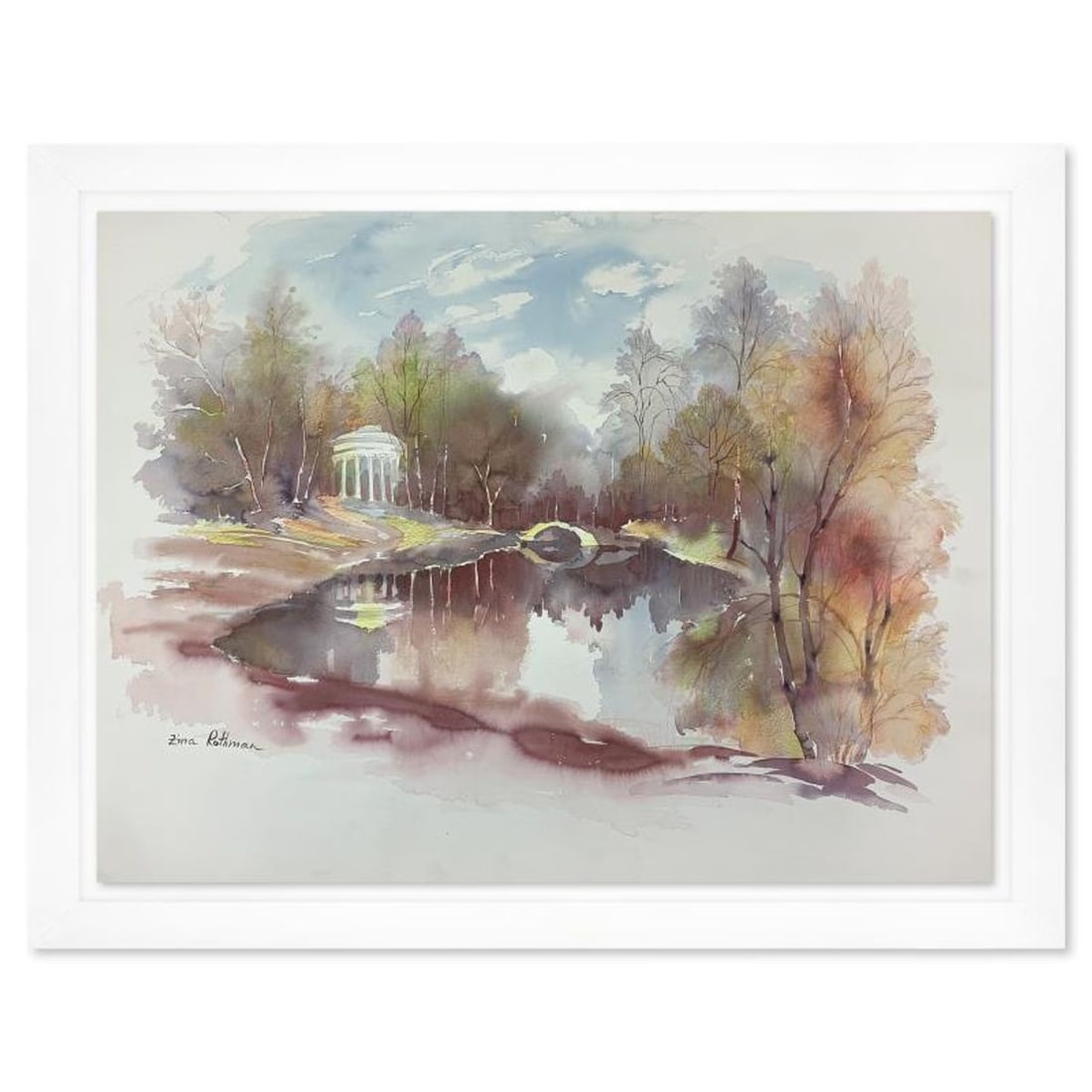Zina Roitman, Framed Hand Signed Original Painting with Letter of Authenticity.: This is an untitled original painting on paper by Zina Roitman. The piece is hand signed, framed, and comes with a letter of authenticity. Measures approximately 26.5" x 34" (frame), 22.5" x 30"