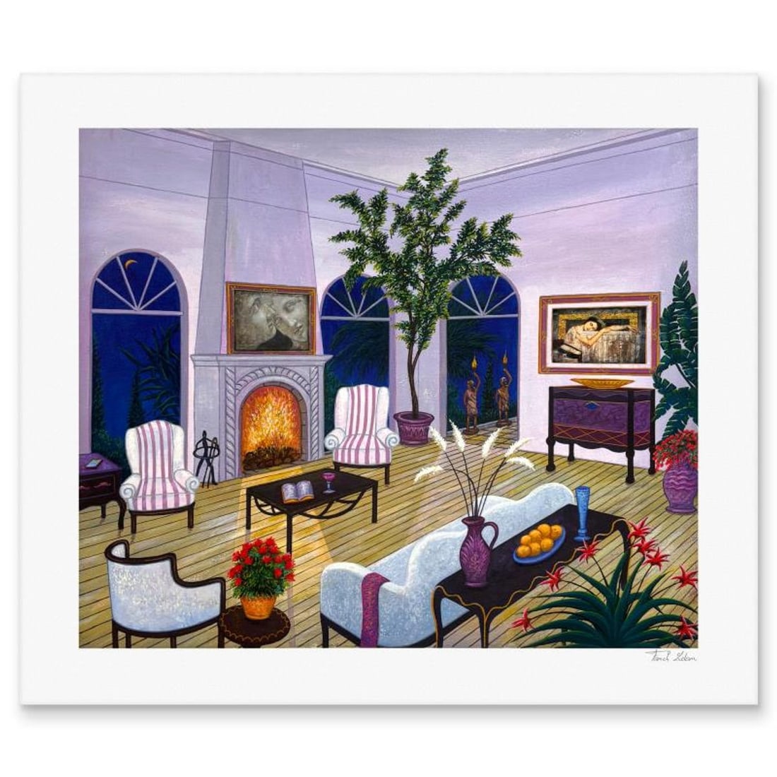 Fanch Ledan, "Interior with Monet and Gauguin" Limited Edition Serigraph, AP Numbered and Hand: Interior with Monet and Gauguin is a limited edition serigraph on paper by Fanch Ledan, AP numbered and hand signed by the artist. Includes Letter of Authenticity. Measures approx. 22" x 25.5" (border