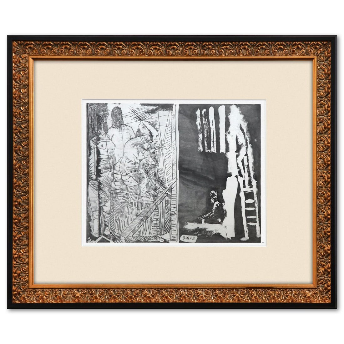 After Pablo Picasso- Offset Lithograph "From The 347 Series": Artist: After Pablo Picasso. Medium: Offset Lithograph. Title: From The 347 Series. Size: 9" x 12". Measures approx. 18" x 20.5" (framed). Additional: Custom framed. Unsigned and unnumbered. The 347 S