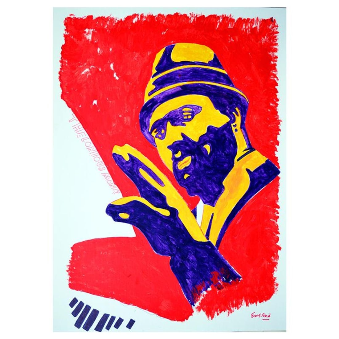 Wayne Ensrud, "Thelonius Monk" Hand Signed Original Painting with Letter of Authenticity. (1 of 1)