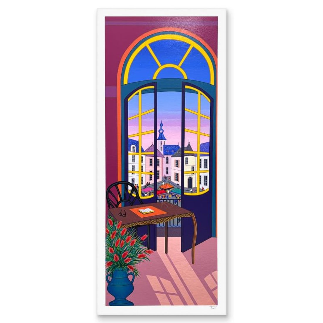 Fanch Ledan, "Pessac Village" Limited Edition Serigraph, AP Numbered and Hand Signed with Letter of: Pessac Village is a limited edition serigraph on paper by Fanch Ledan, AP numbered and hand signed by the artist. Includes Letter of Authenticity. Measures approx. 40" x 17" (border), 37.5" x 15" (ima