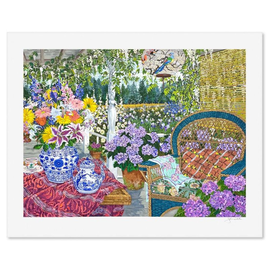 John Powell, "View of the Meadow" Limited Edition Printer's Proof Serigraph, Numbered and Hand: View of the Meadow is a limited edition printer's proof serigraph on paper by John Powell, numbered and hand signed by the artist. Includes Letter of Authenticity. Measures approx. 30.5" x 38.5" (bord