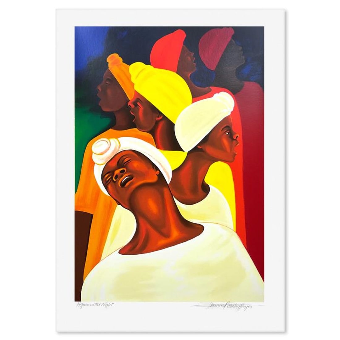 Bernard Hoyes, "Hymn the Night" Limited Edition Printer's Proof Serigraph, Numbered and Hand Signed: Hymn the Night is a limited edition printer's proof serigraph on paper by Bernard Hoyes, numbered and hand signed by the artist. Includes Letter of Authenticity. Measures approx. 33" x 25" (border), 2