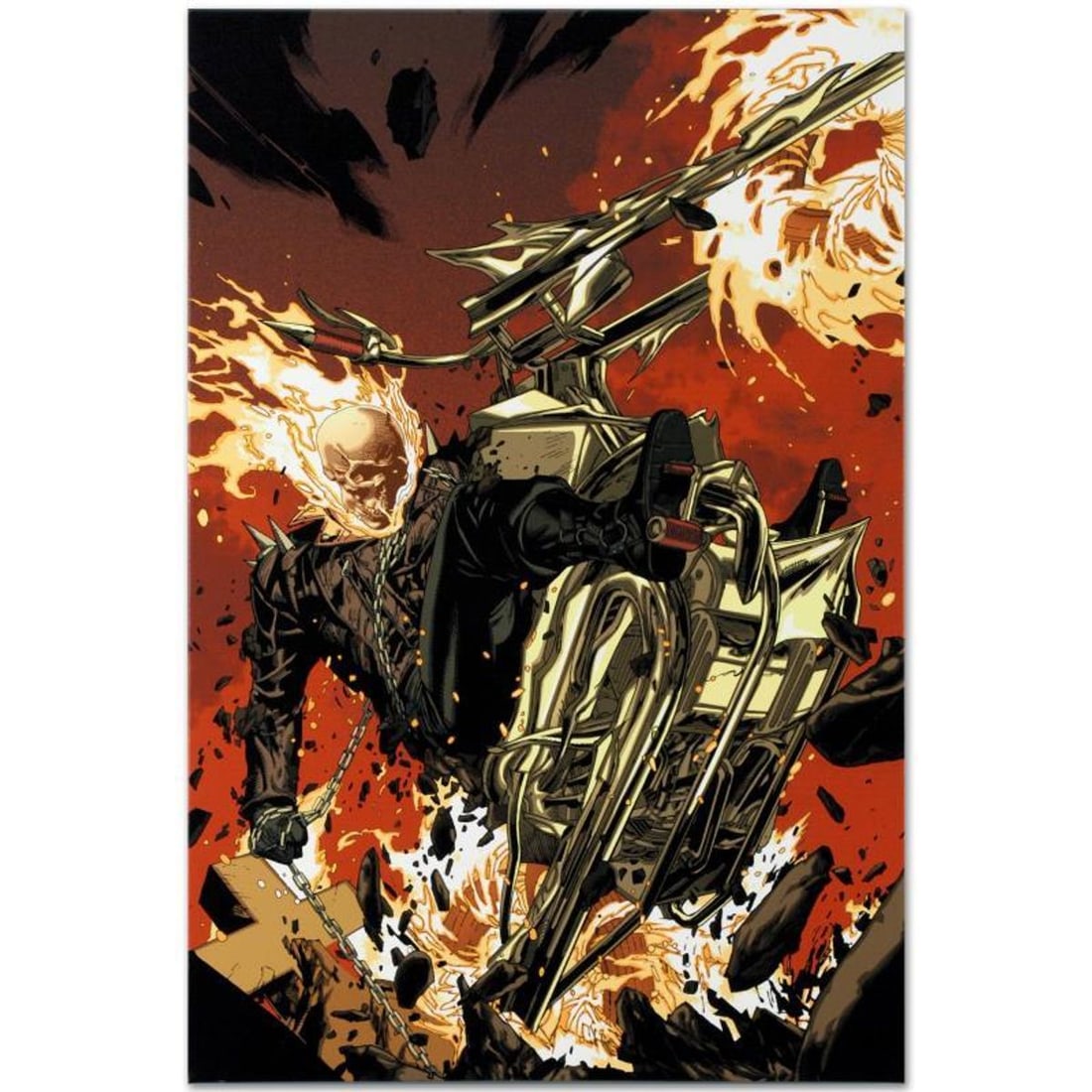 Marvel Comics "Ultimate Avengers 2 #4" Numbered Limited Edition Giclee on Canvas by Leinil Francis: A piece of comic book history, this limited edition, from original art by Leinil Francis Yu, depicts Ghost Rider in a fury of flames. After winning the Wizard's Drawing Board Contest, Marvel Comics hi