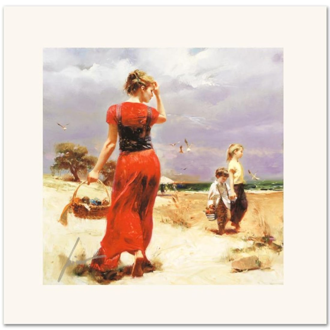 Pino (1939-2010) "Seaside Gathering" Limited Edition Giclee. Numbered and Hand Signed; Certificate: Seaside Gathering is a limited edition giclee on paper by Pino (1939-2010). The piece comes numbered and is hand signed by the artist. Includes Certificate of Authenticity. Measures approximately 16 x