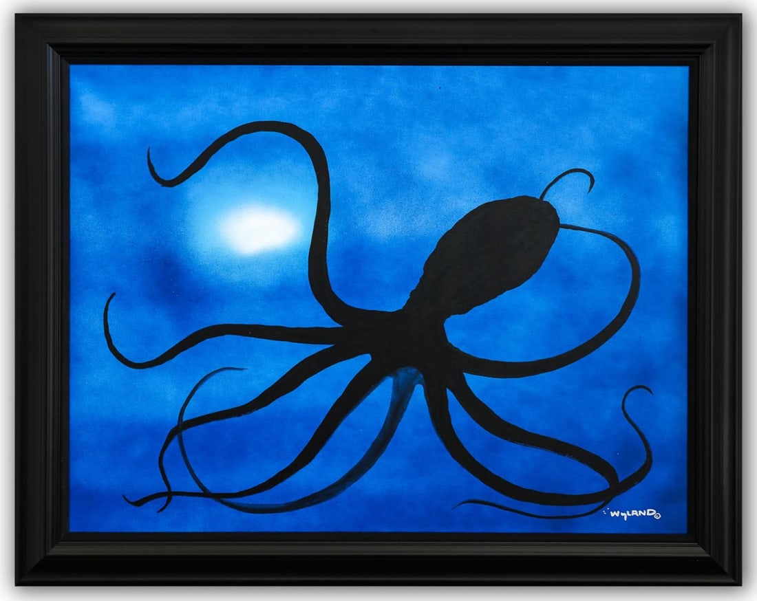 Wyland- Original Painting on Canvas "Octopus": Artist: Wyland. Medium: Original Painting on Canvas. Title: Octopus. Size: 36" x 48". Measures approx. 44" x 55" (framed). Signature: Hand Signed by the artist. Certificate of Authenticity: Is include