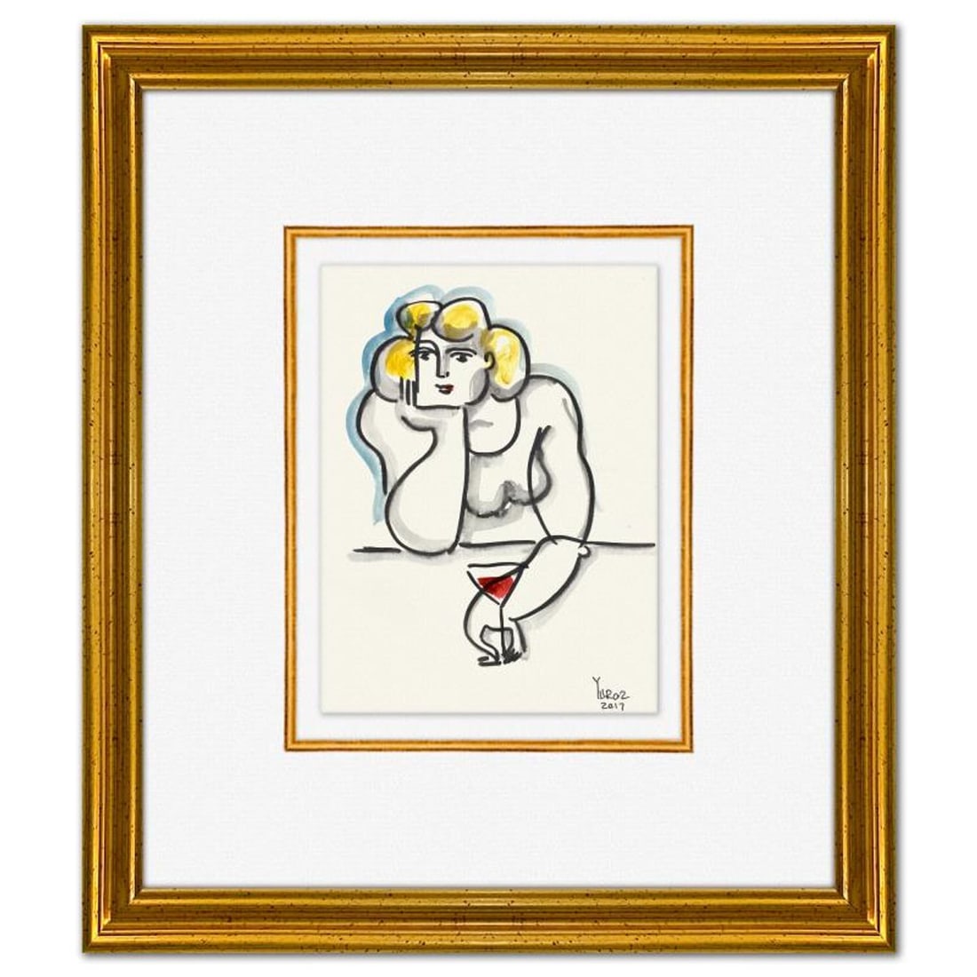 Yuroz, Framed Original Painting, Hand Signed with Letter of Authenticity.: This is an original painting on paper by Yuroz, hand signed by the artist. This piece comes custom framed on linen. Includes Letter of Authenticity. Measures approx. 16" x 14" (frame), 8" x 6" (image)