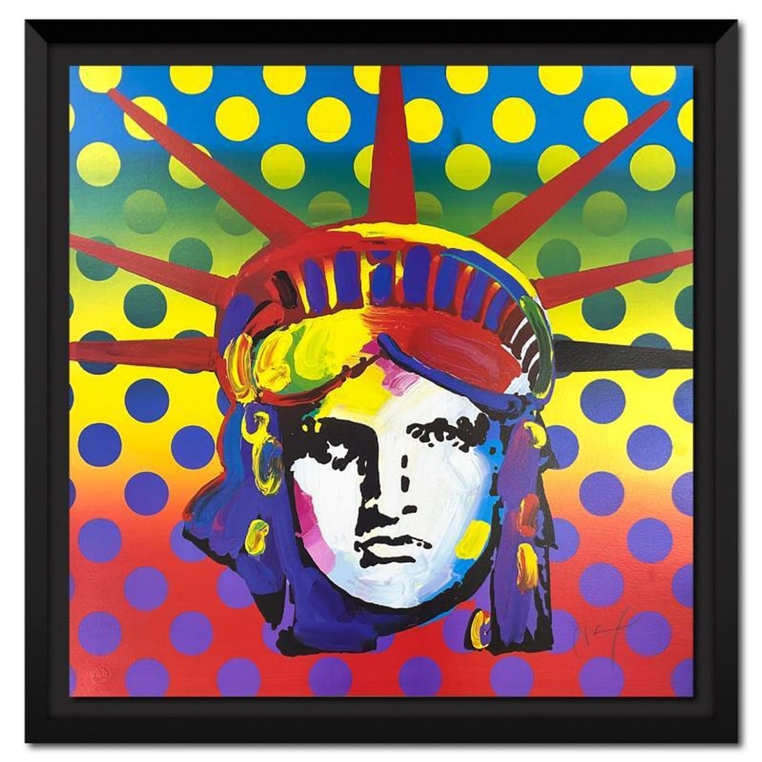 Peter Max, "Liberty Head 2003" Framed Limited Edition Lithograph, Numbered and Hand Signed with: Liberty Head 2003 is a limited edition lithograph on paper by Peter Max, numbered and hand signed by the artist. This piece comes framed. Includes Certificate of Authenticity from Peter Max Studios. M