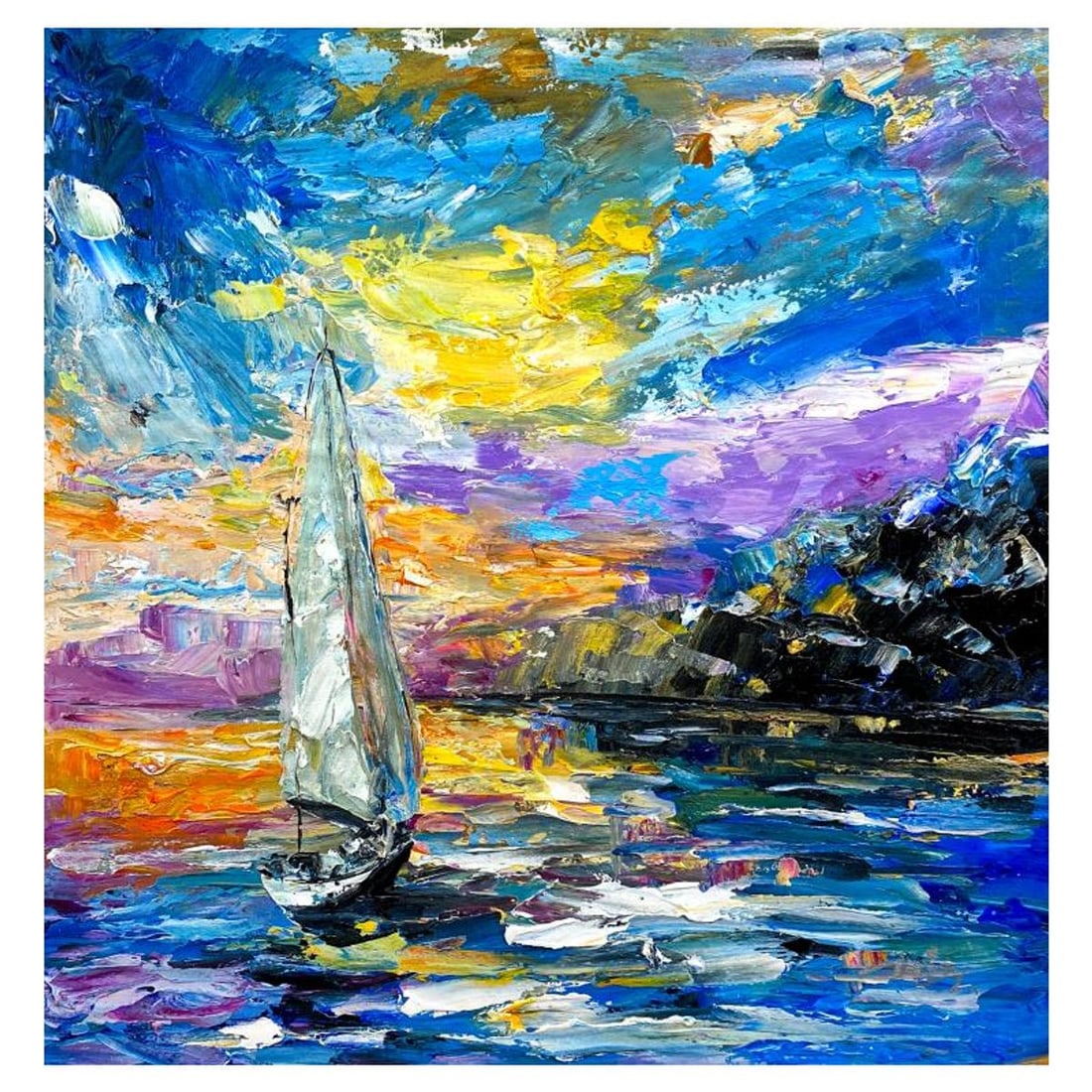 Mani, Original Acrylic Painting on Canvas, Hand Signed with Letter of Authenticity.: This is an original acrylic painting on canvas by Mani, hand signed by the artist. Includes Letter of Authenticity. Measures approx. 30" x 30" (image).